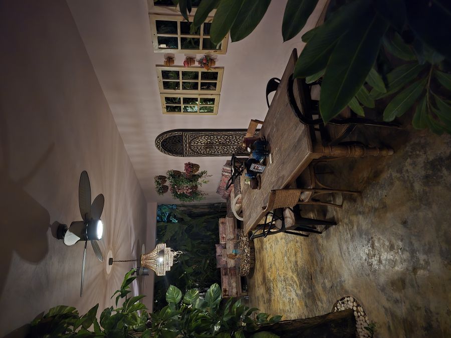 Covered terrace, night
