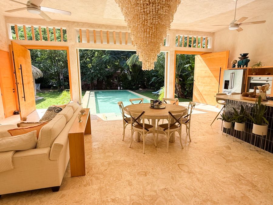 Great room open to the pool
